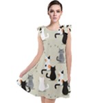 Cute Cat Seamless Pattern Tie Up Tunic Dress