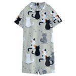 Cute Cat Seamless Pattern Kids  Boyleg Half Suit Swimwear