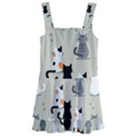 Cute Cat Seamless Pattern Kids  Layered Skirt Swimsuit