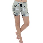 Cute Cat Seamless Pattern Lightweight Velour Yoga Shorts