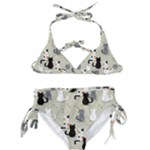 Cute Cat Seamless Pattern Kids  Classic Bikini Set