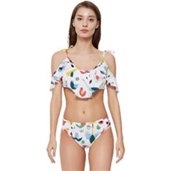 Ruffle Edge Tie Up Bikini Set	 