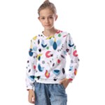 Vector Set Isolates With Cute Birds Scandinavian Style Kids  Long Sleeve T-Shirt with Frill 