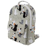 Cute Cat Seamless Pattern Flap Pocket Backpack (Small)
