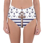 Anchor Background Design Reversible High-Waist Bikini Bottoms
