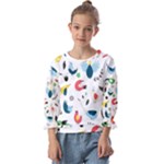 Vector Set Isolates With Cute Birds Scandinavian Style Kids  Cuff Sleeve Top