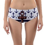 Anchor Background Design Reversible Mid-Waist Bikini Bottoms