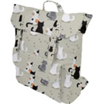 Cute Cat Seamless Pattern Buckle Up Backpack