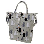 Cute Cat Seamless Pattern Buckle Top Tote Bag