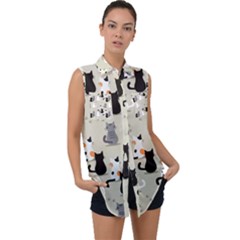 Sleeveless Chiffon Button Shirt 