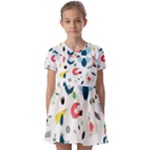 Vector Set Isolates With Cute Birds Scandinavian Style Kids  Short Sleeve Pinafore Style Dress
