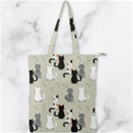 Cute Cat Seamless Pattern Double Zip Up Tote Bag