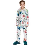 Vector Set Isolates With Cute Birds Scandinavian Style Kids  Long Sleeve Velvet Pajamas Set