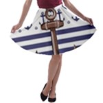 Anchor Background Design A-line Skater Skirt