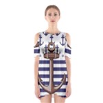 Anchor Background Design Shoulder Cutout One Piece Dress