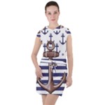 Anchor Background Design Drawstring Hooded Dress