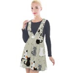 Cute Cat Seamless Pattern Plunge Pinafore Velour Dress