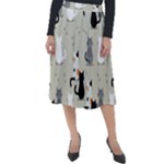 Cute Cat Seamless Pattern Classic Velour Midi Skirt 