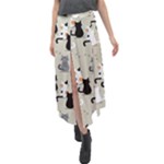 Cute Cat Seamless Pattern Velour Split Maxi Skirt