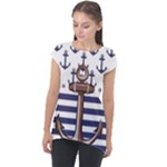 Anchor Background Design Cap Sleeve High Low Top