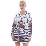 Anchor Background Design Women s Long Sleeve Casual Dress