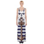 Anchor Background Design Thigh Split Maxi Dress