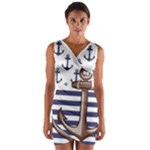 Anchor Background Design Wrap Front Bodycon Dress