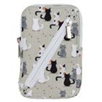 Cute Cat Seamless Pattern Belt Pouch Bag (Large)