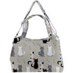 Cute Cat Seamless Pattern Double Compartment Shoulder Bag