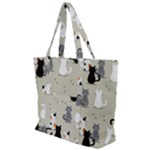 Cute Cat Seamless Pattern Zip Up Canvas Bag