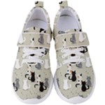 Cute Cat Seamless Pattern Women s Velcro Strap Shoes