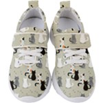 Cute Cat Seamless Pattern Kids  Velcro Strap Shoes