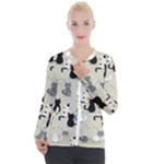 Cute Cat Seamless Pattern Casual Zip Up Jacket