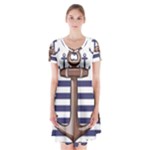 Anchor Background Design Short Sleeve V-neck Flare Dress
