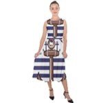 Anchor Background Design Midi Tie-Back Chiffon Dress