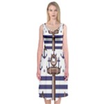 Anchor Background Design Midi Sleeveless Dress