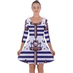 Anchor Background Design Quarter Sleeve Skater Dress