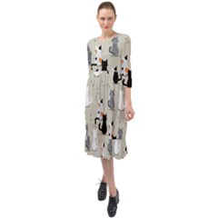 Ruffle End Midi Chiffon Dress 