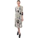 Cute Cat Seamless Pattern Ruffle End Midi Chiffon Dress