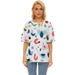 Vector Set Isolates With Cute Birds Scandinavian Style Oversized Basic T-Shirt