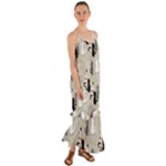 Cute Cat Seamless Pattern Cami Maxi Ruffle Chiffon Dress