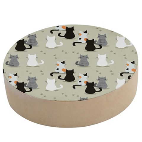 Cute Cat Seamless Pattern Wooden Bottle Opener (Round) from ArtsNow.com