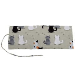 Cute Cat Seamless Pattern Roll Up Canvas Pencil Holder (S) from ArtsNow.com
