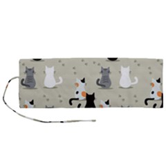 Cute Cat Seamless Pattern Roll Up Canvas Pencil Holder (M) from ArtsNow.com