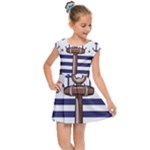 Anchor Background Design Kids  Cap Sleeve Dress