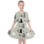 Cute Cat Seamless Pattern Kids  All Frills Chiffon Dress