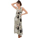 Cute Cat Seamless Pattern V-Neck Chiffon Maxi Dress