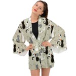 Cute Cat Seamless Pattern Long Sleeve Kimono