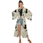 Cute Cat Seamless Pattern Maxi Kimono