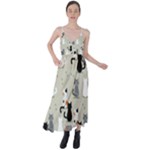 Cute Cat Seamless Pattern Tie Back Maxi Dress